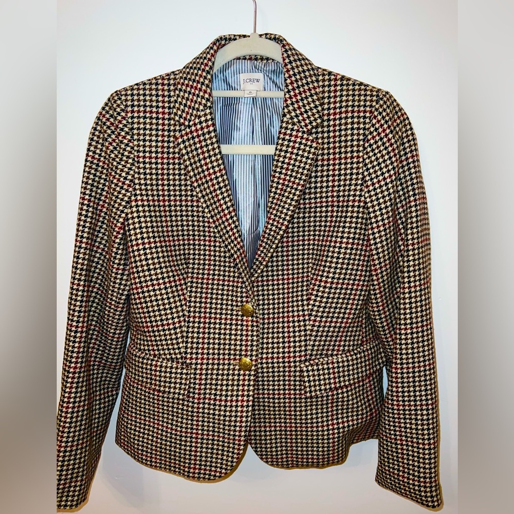 J. Crew. Wool-blend schoolboy blazer houndstooth
